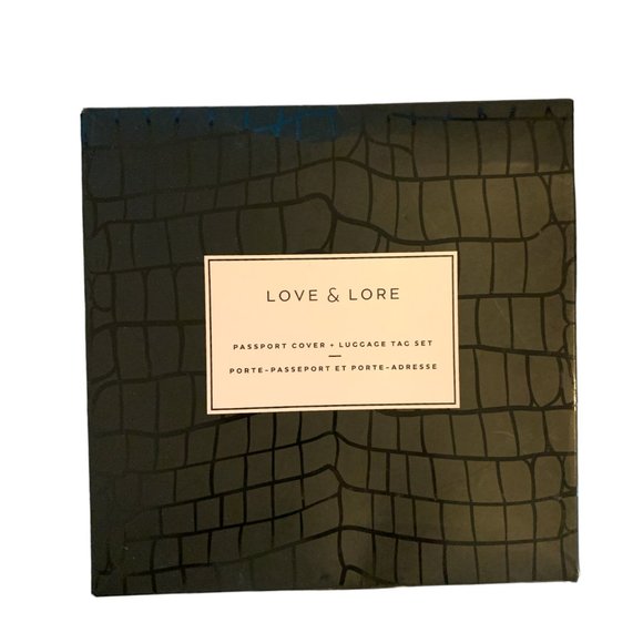 LOVE & LORE Black Vegan Leather Passport Cover Luggage Tag Boxed Set - Picture 6 of 6